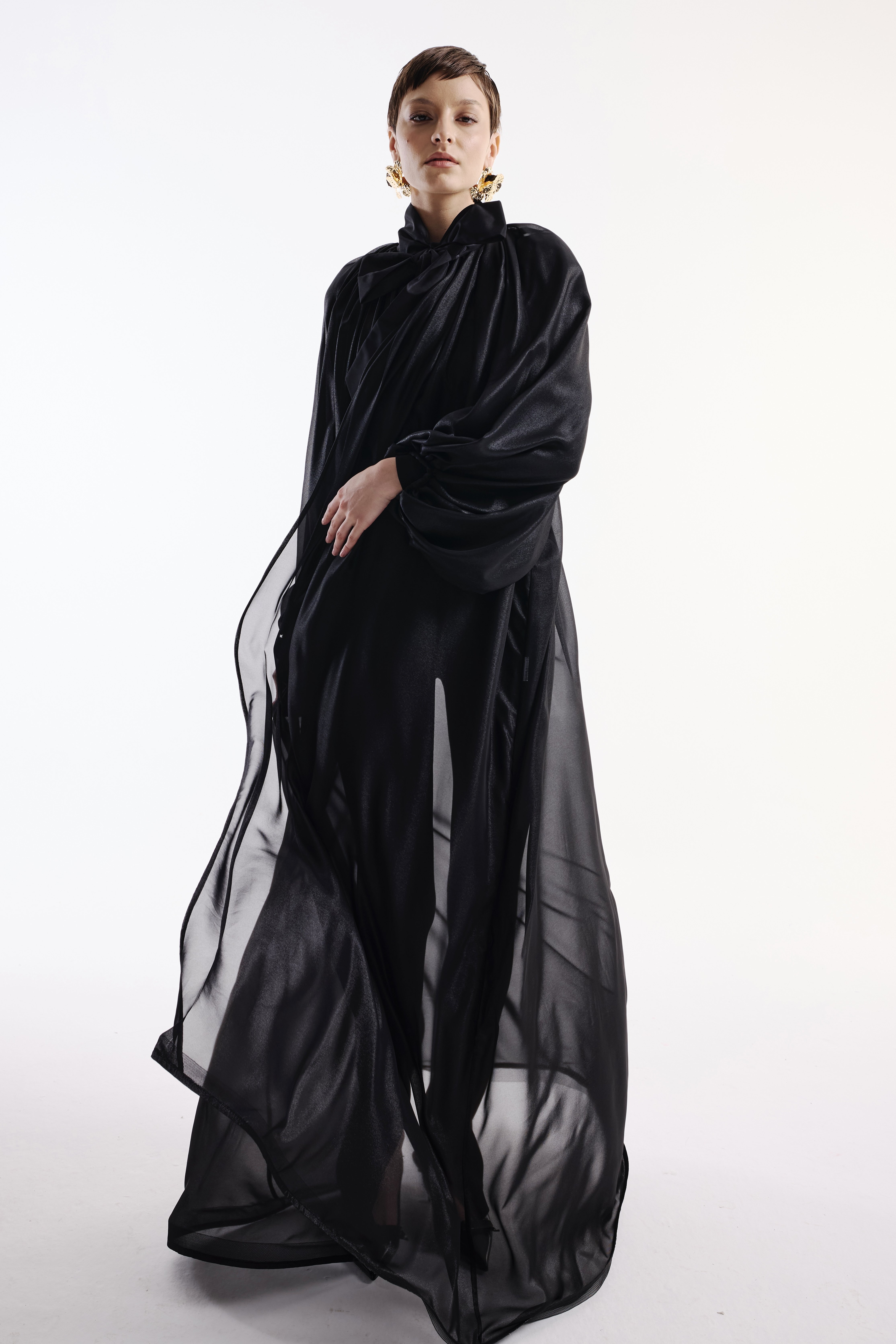 Chiffon Cape with Taffeta Bow Detail