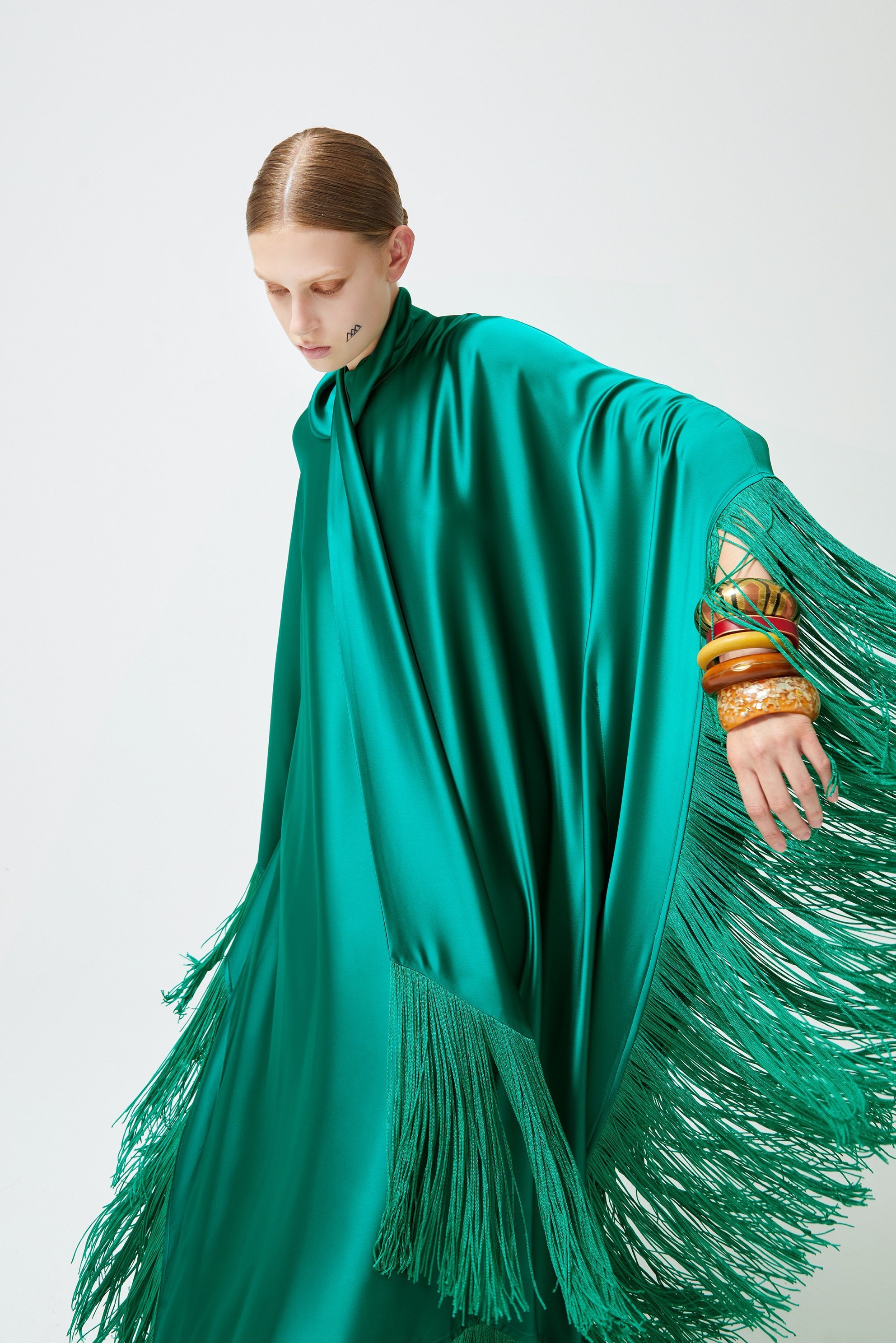 Dress Fringed Emerald Green