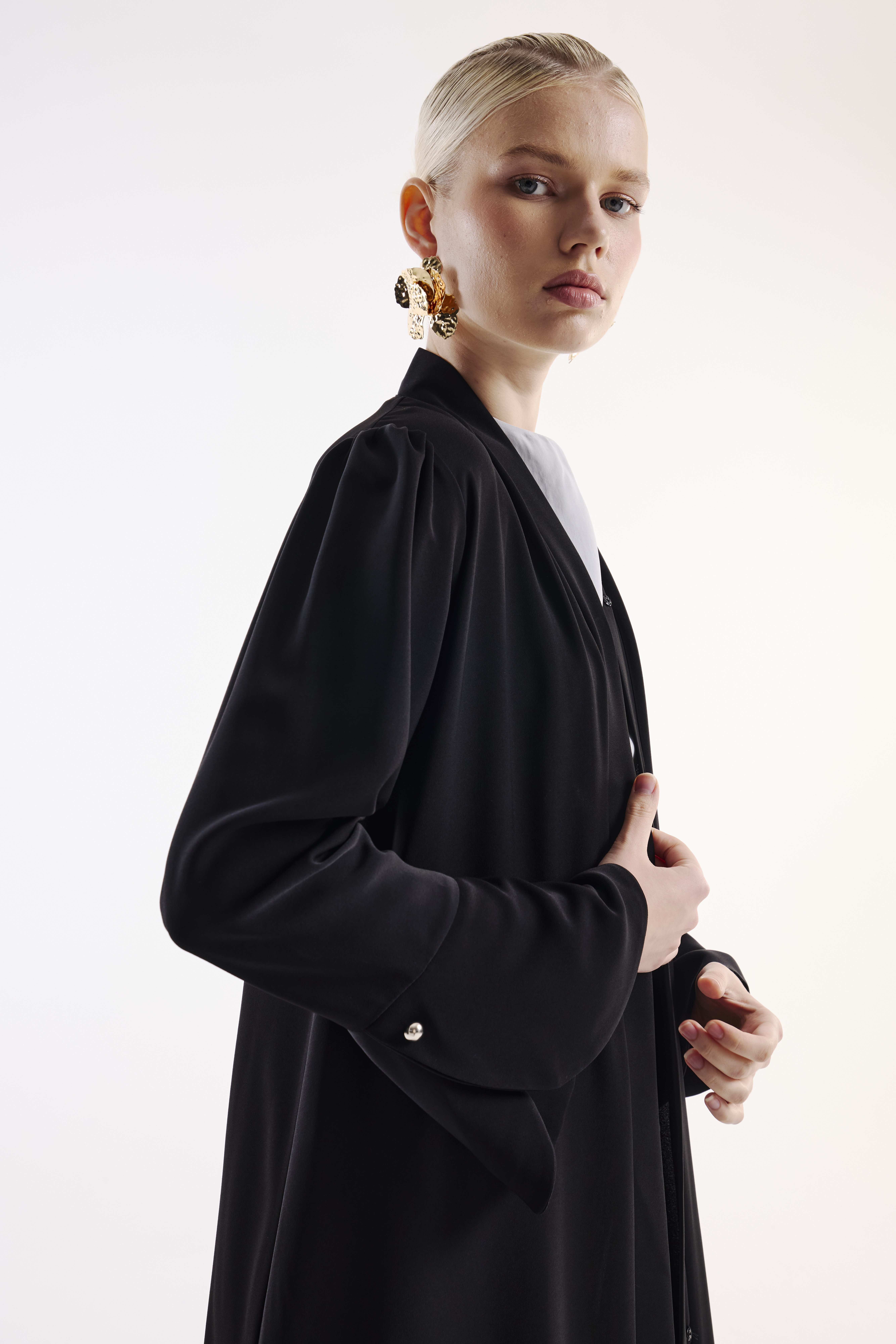 Abaya Volan Kollu Siyah