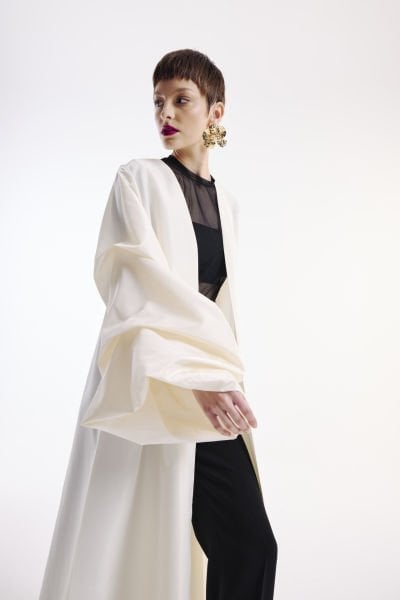 Balon Kollu Kaftan Ekru