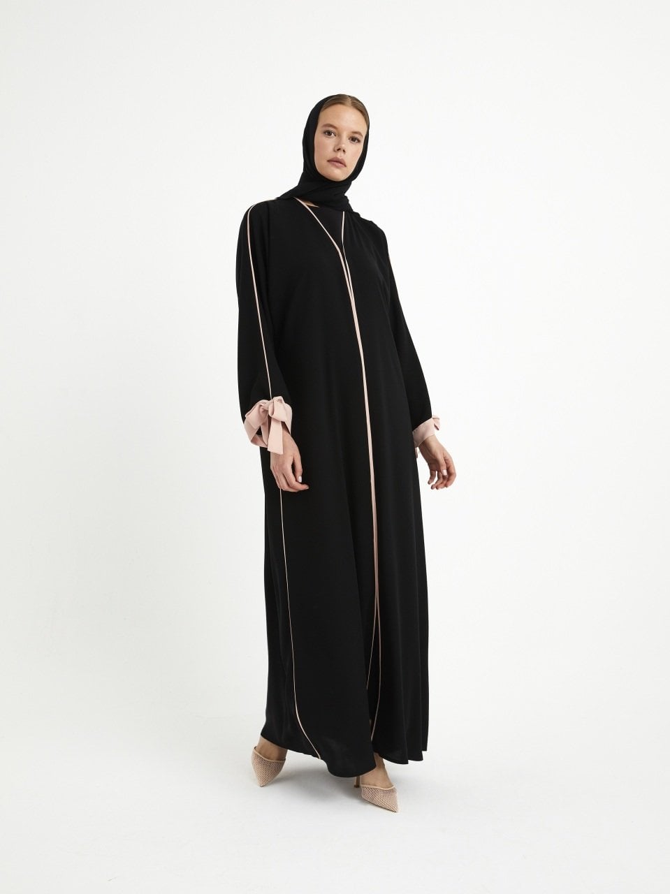 Pudra Biyeli Abaya Siyah