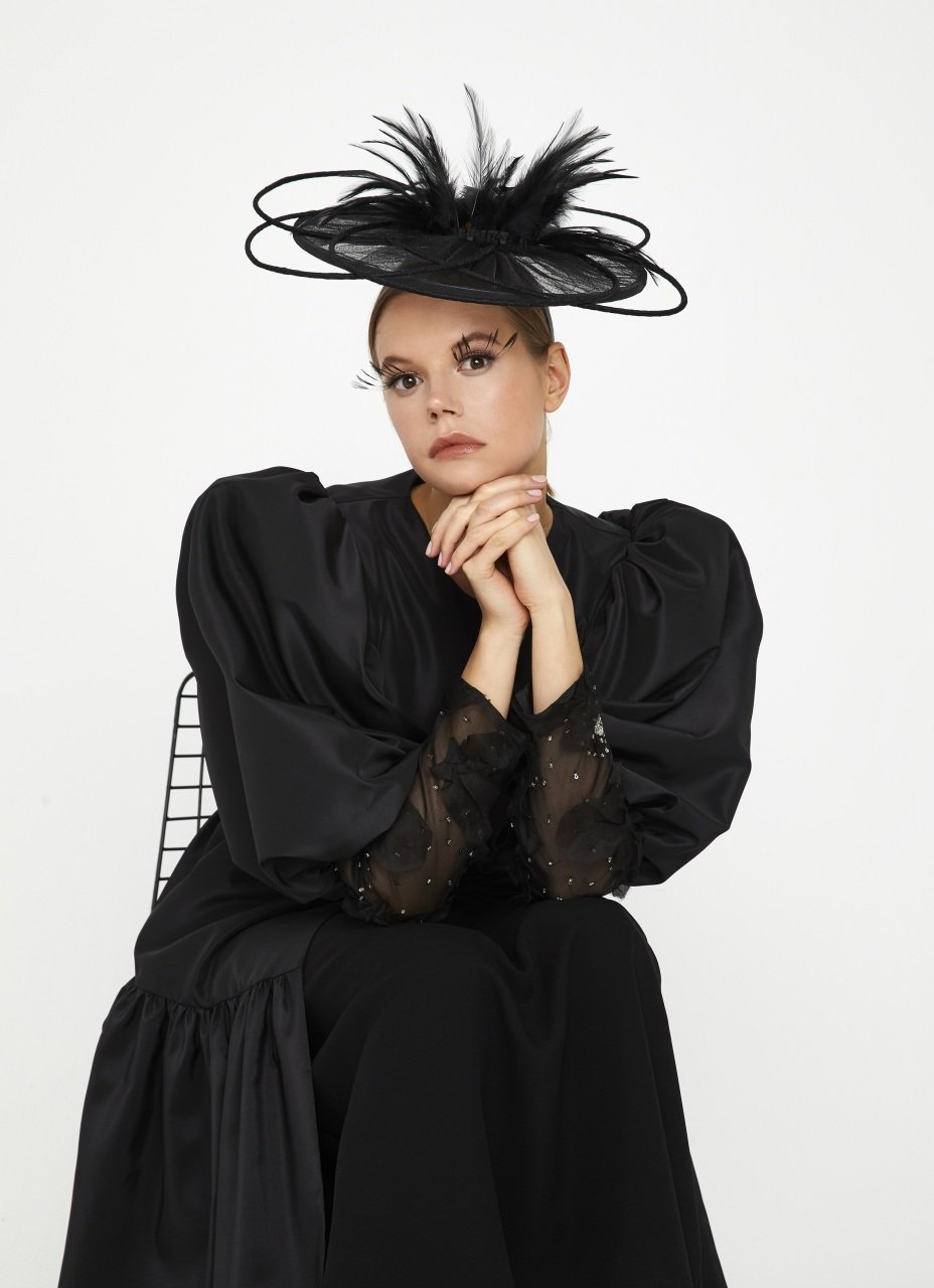 Balon kol Tafta Kaftan Siyah