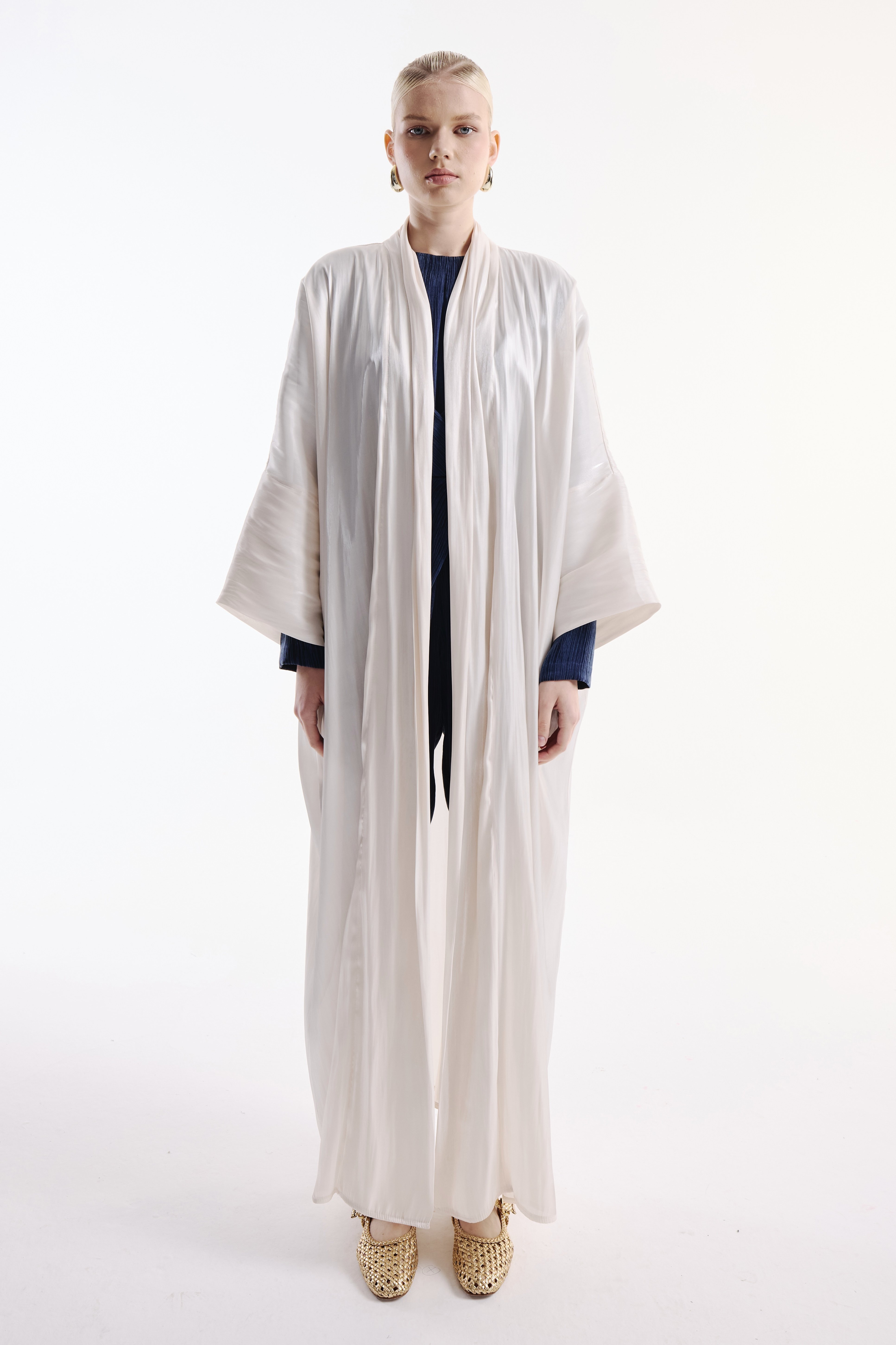 Silky Textured Abaya Ecru