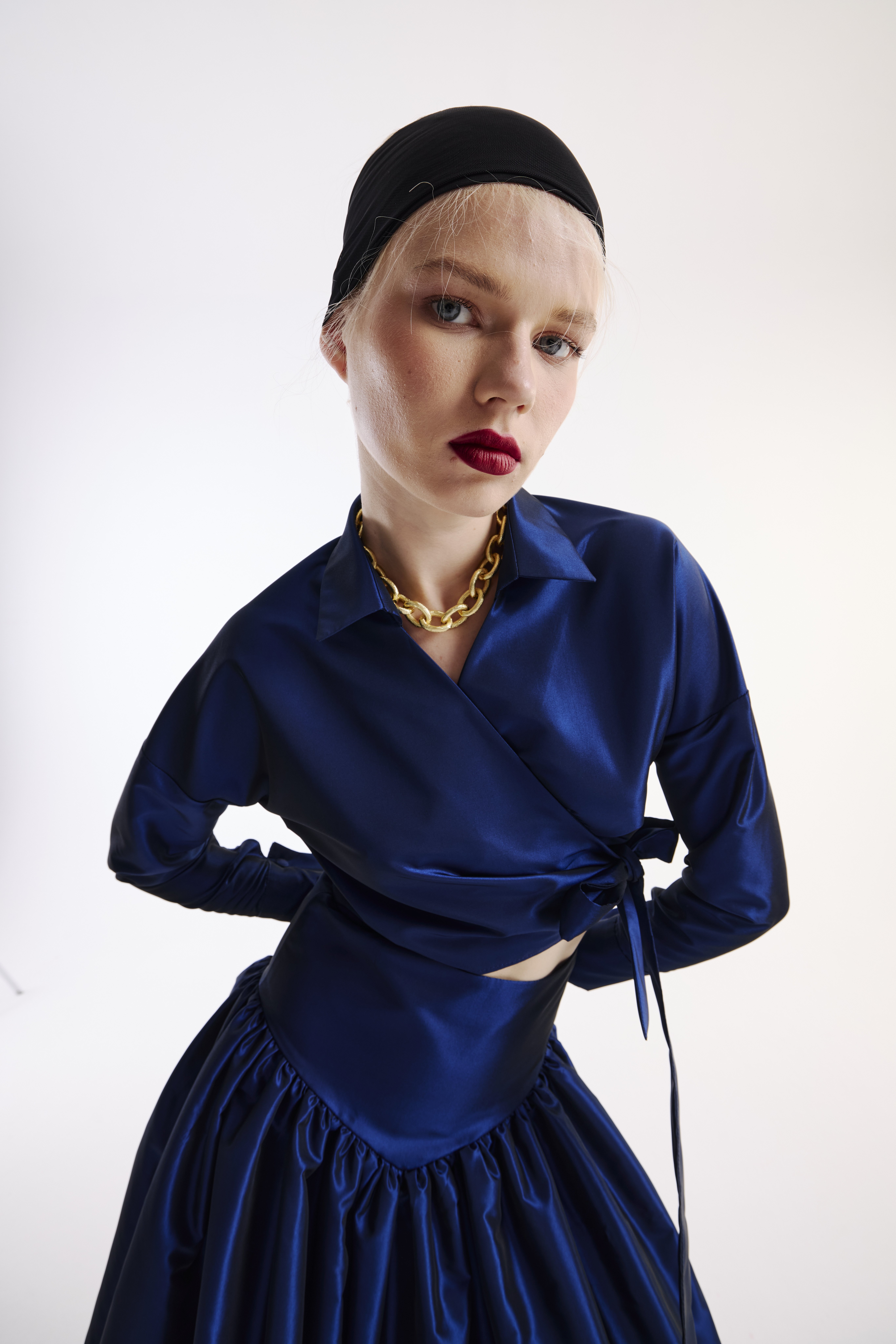 Kruvaze Gömlek Etek Tafta Takım Saks