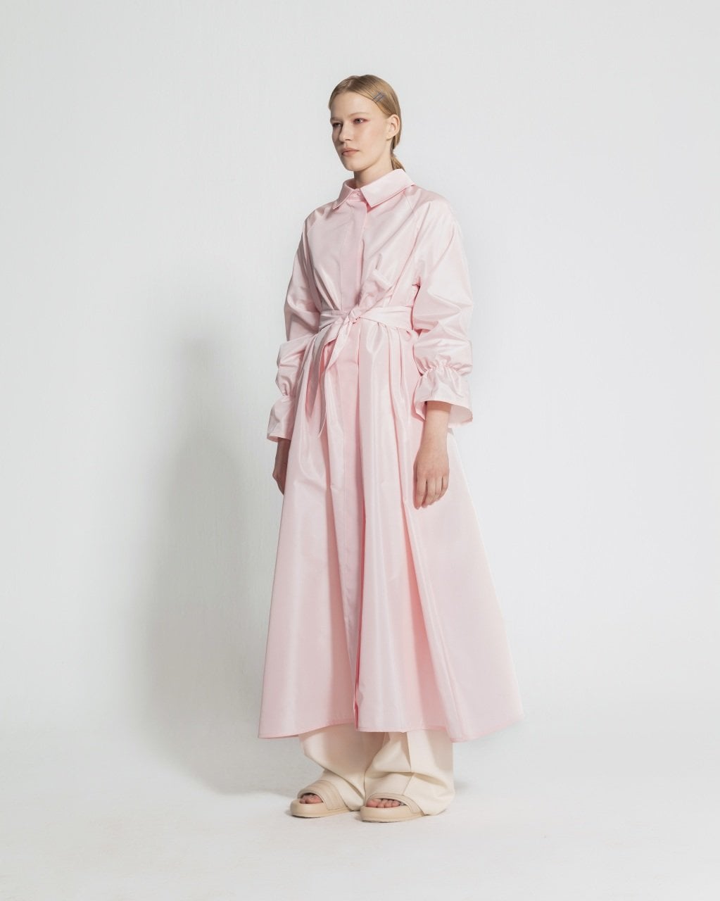 Tafta Trenç Gizli Düğmeli Cep Detaylı Pembe