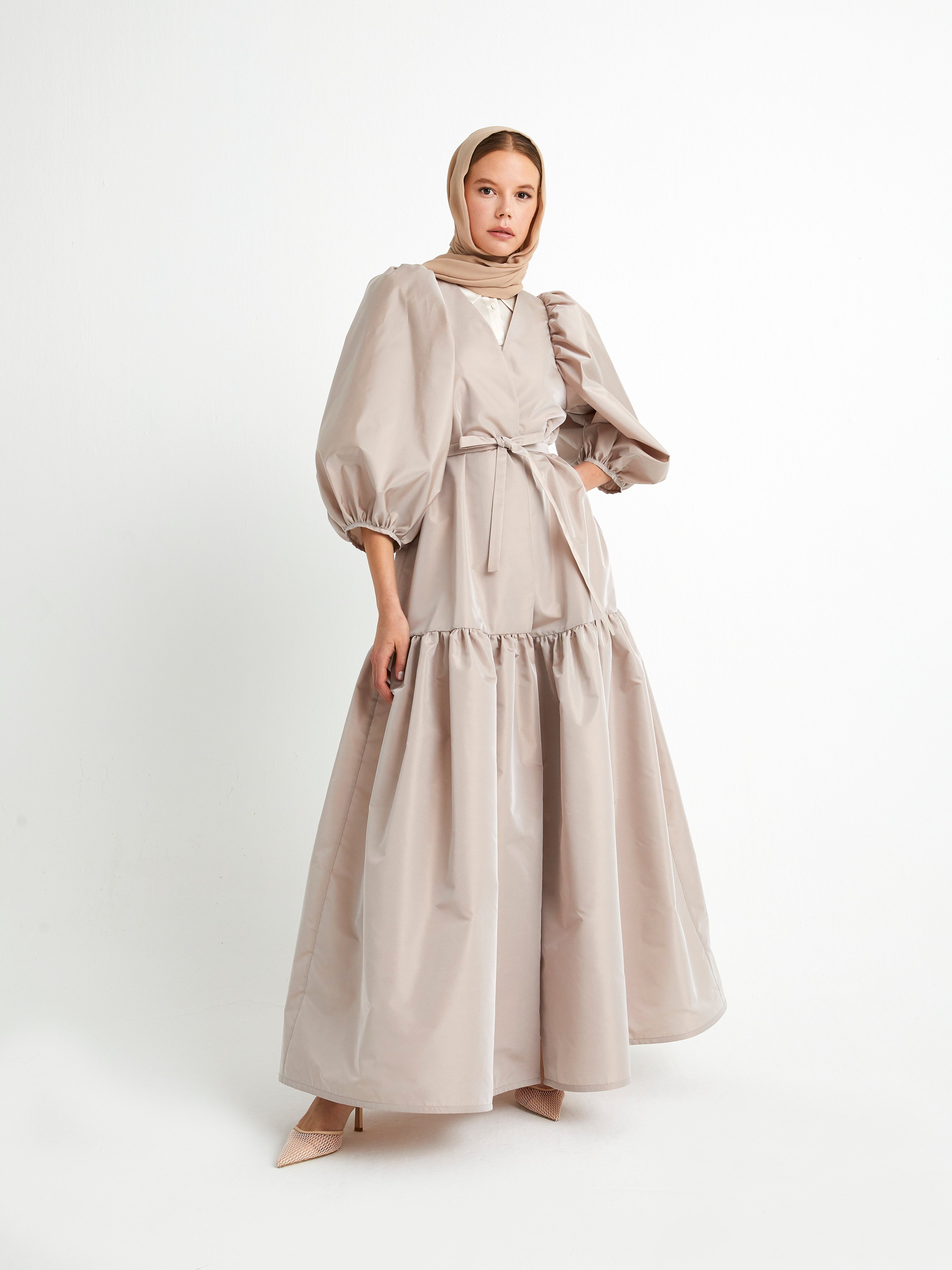 Tafta Kaftan Açık Vizon