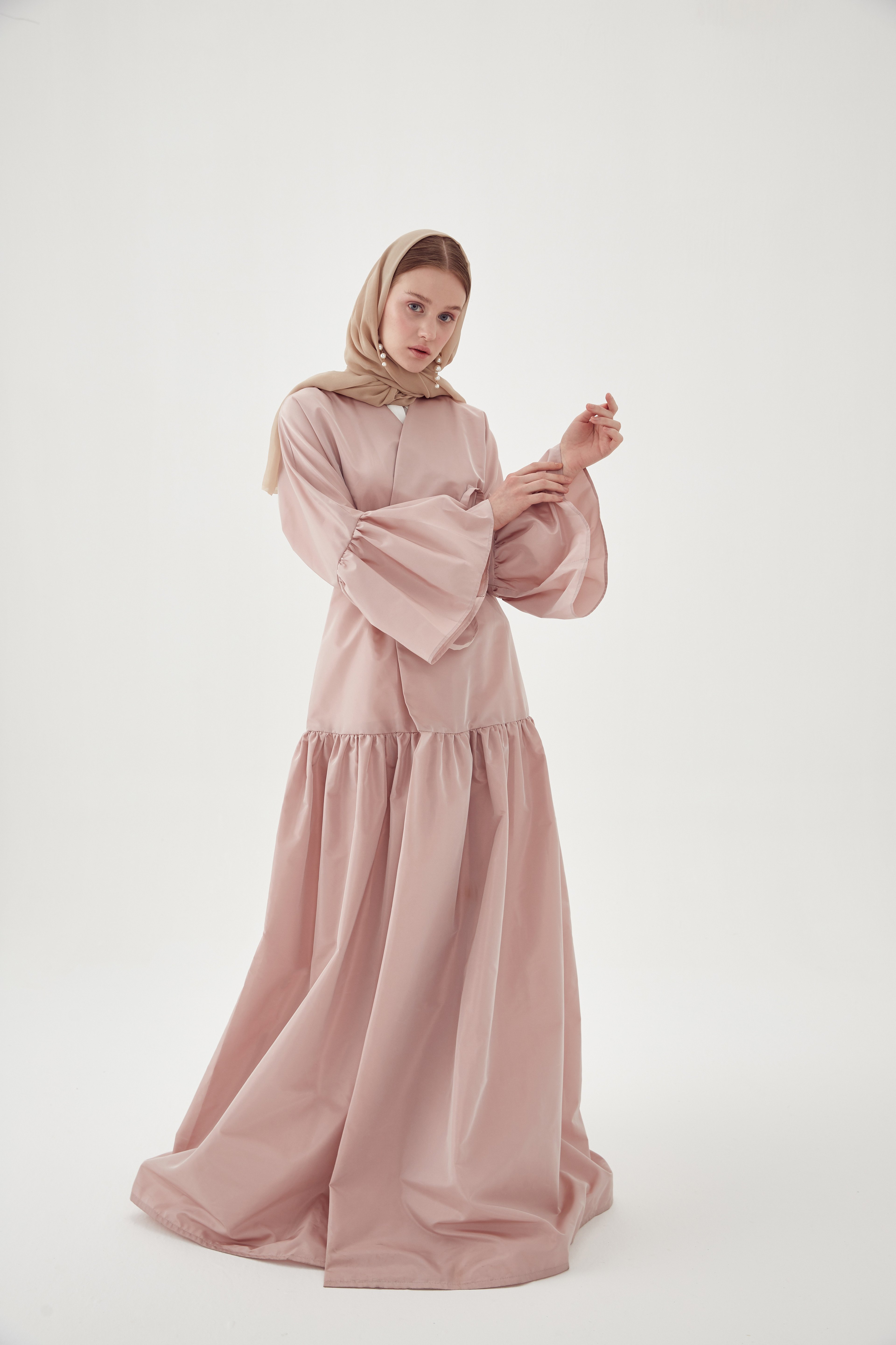 Tafta Kaftan Pudra Pembe