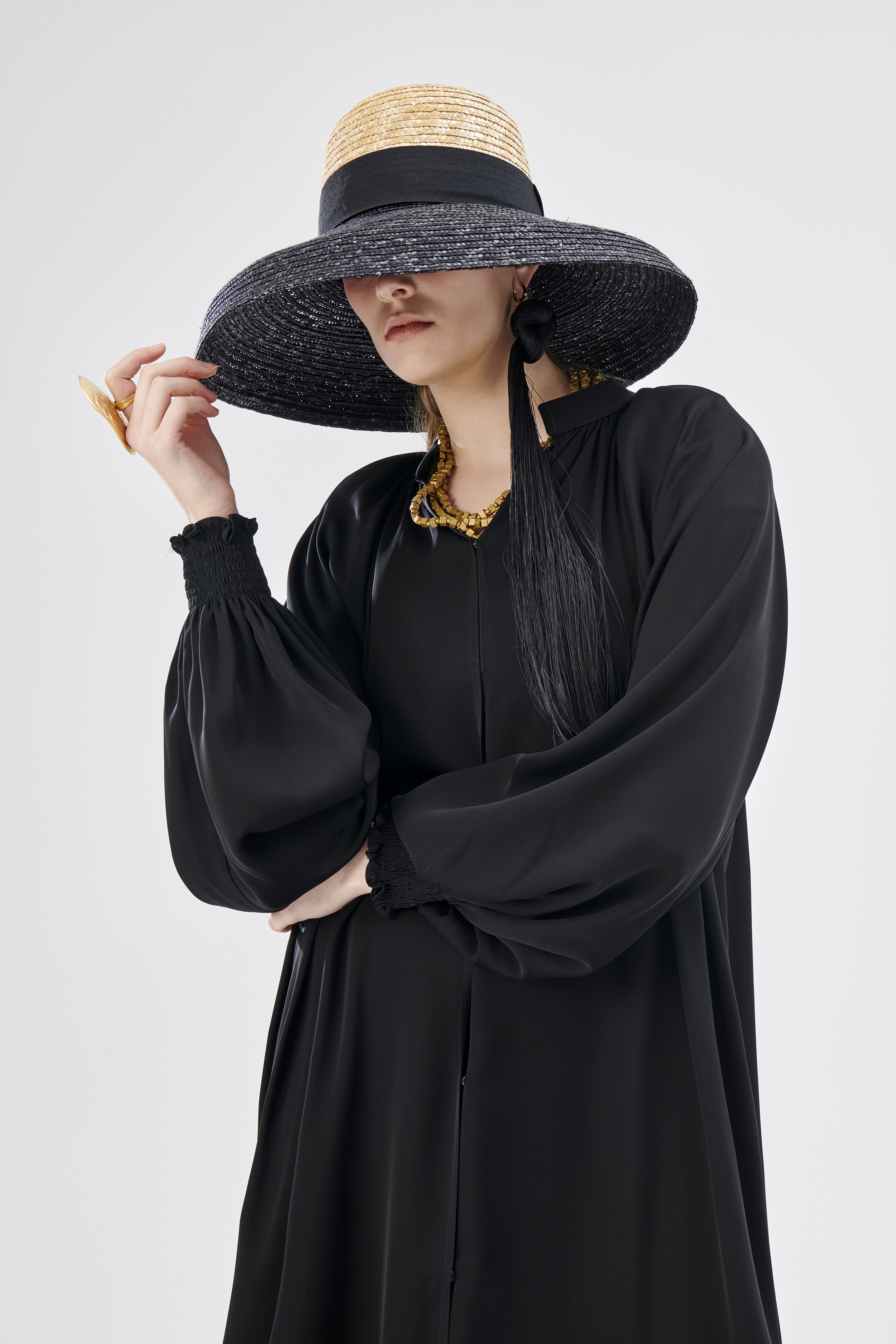 Abaya à manches raglan noire