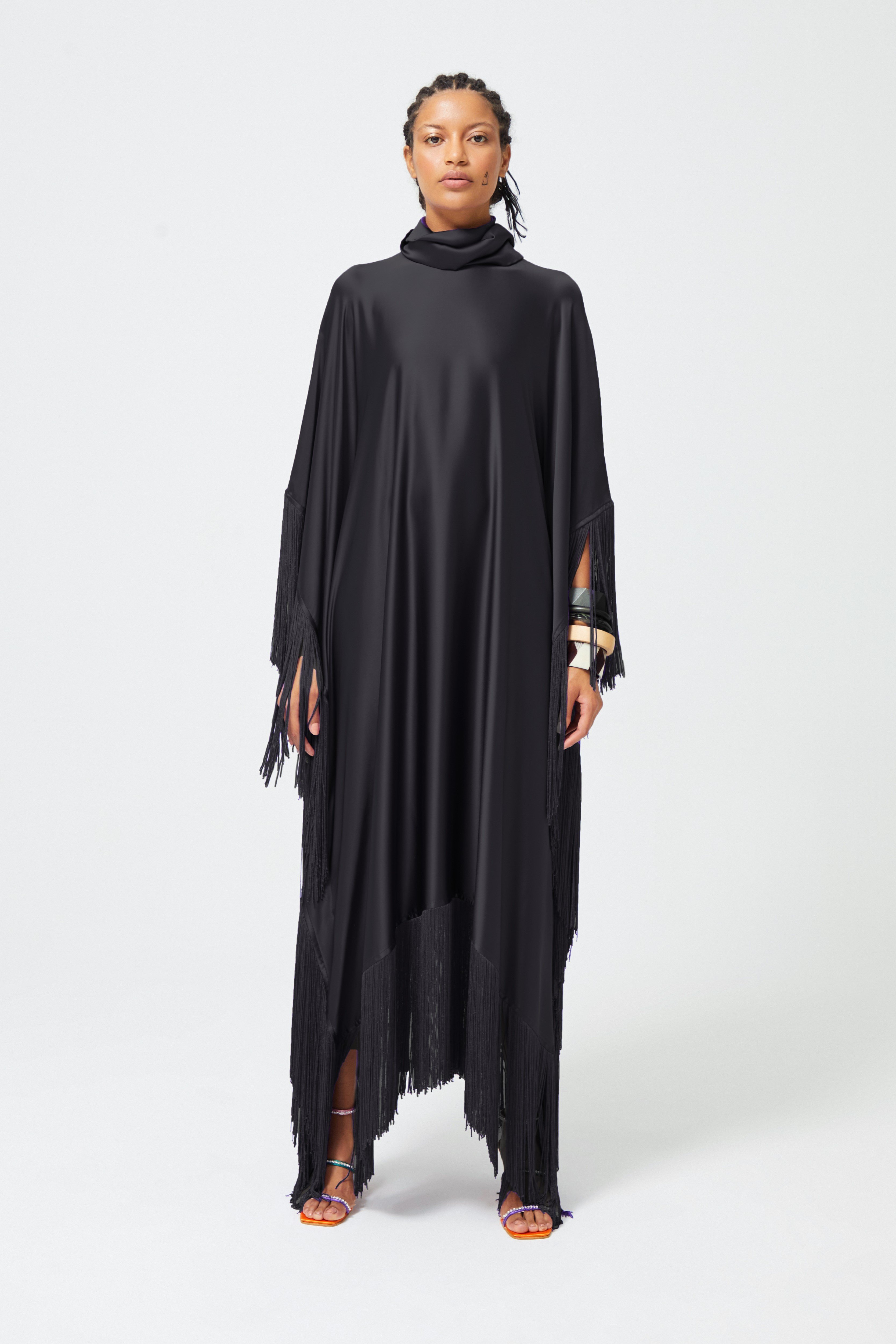 Elbise Saçaklı Siyah