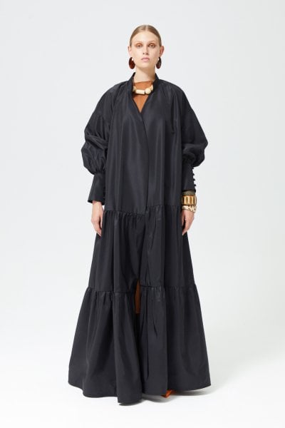 Taffeta Kaftan Flywheel Detailed Black