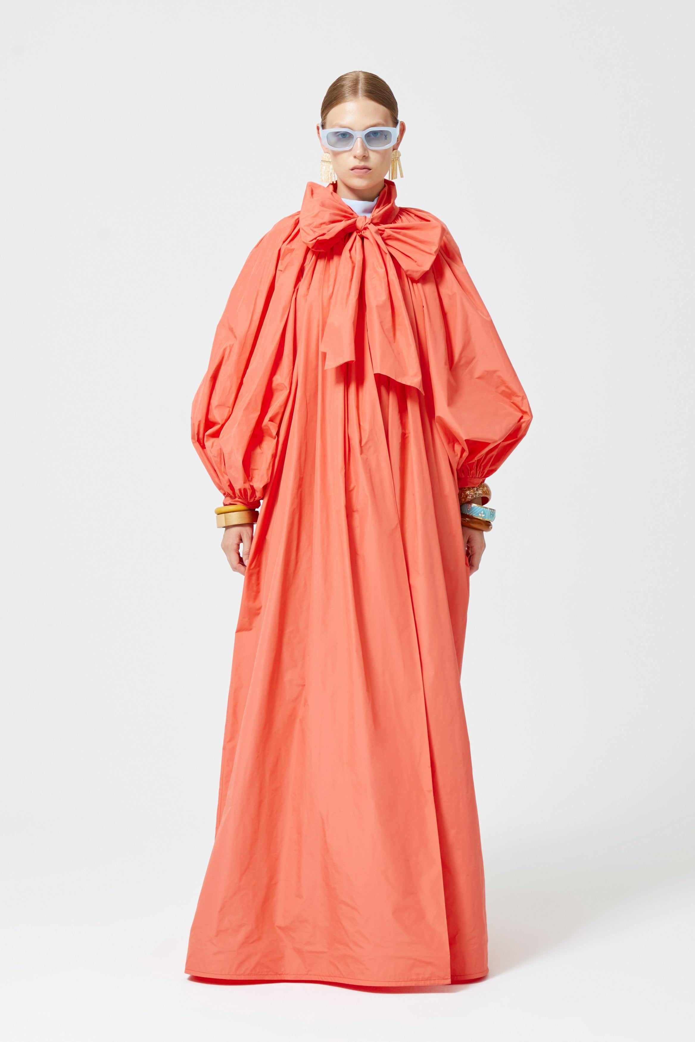 Fiyonklu Pelerin Kaftan Turuncu