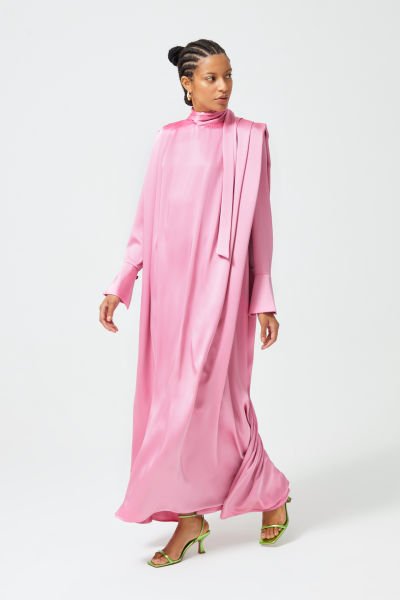Saten Elbise Pembe