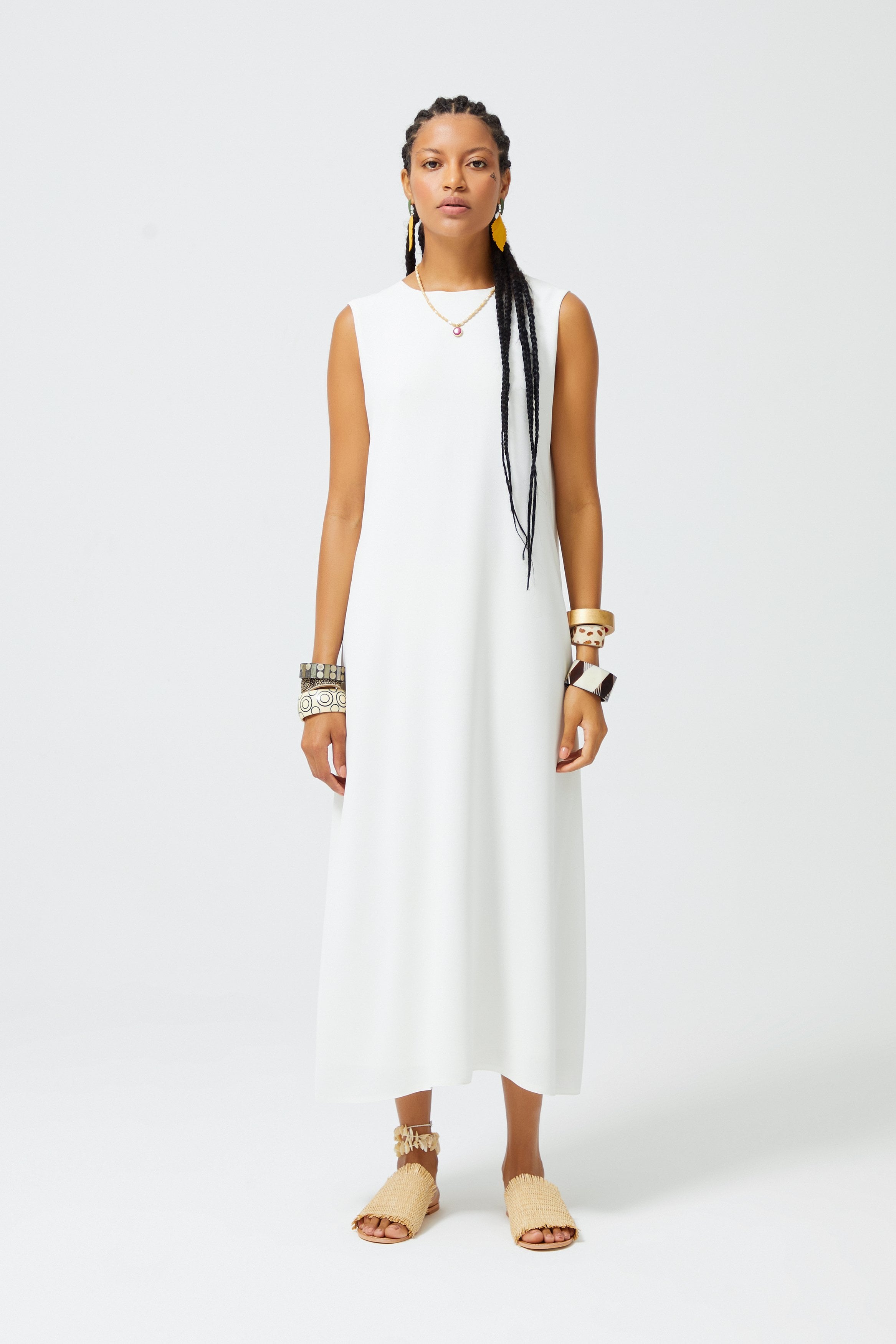 Robe à manches zéro écru