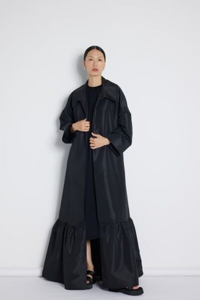Volan Detaylı Kaftan Siyah