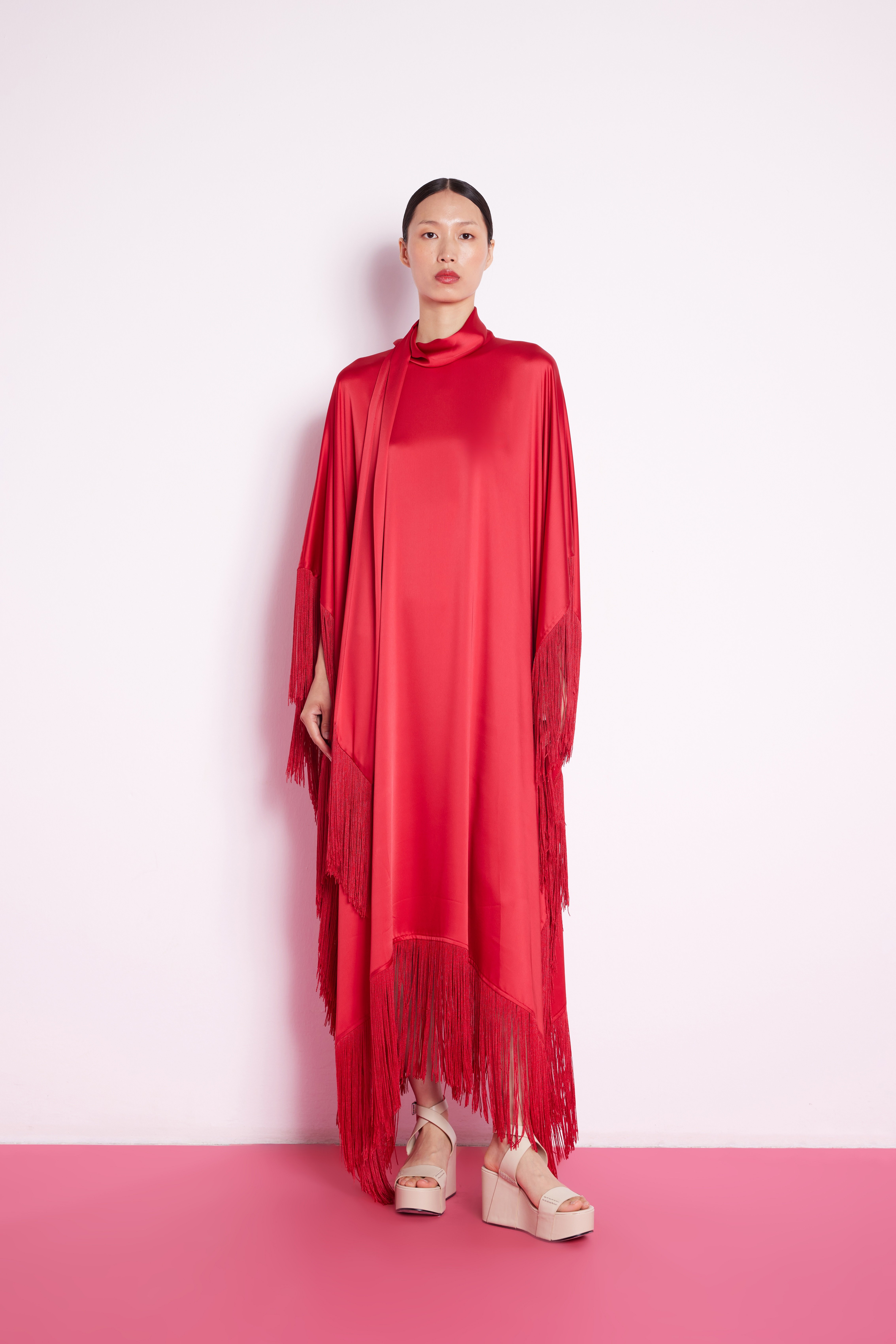 Robe à franges rouge