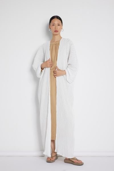Kraşlı Abaya Beyaz