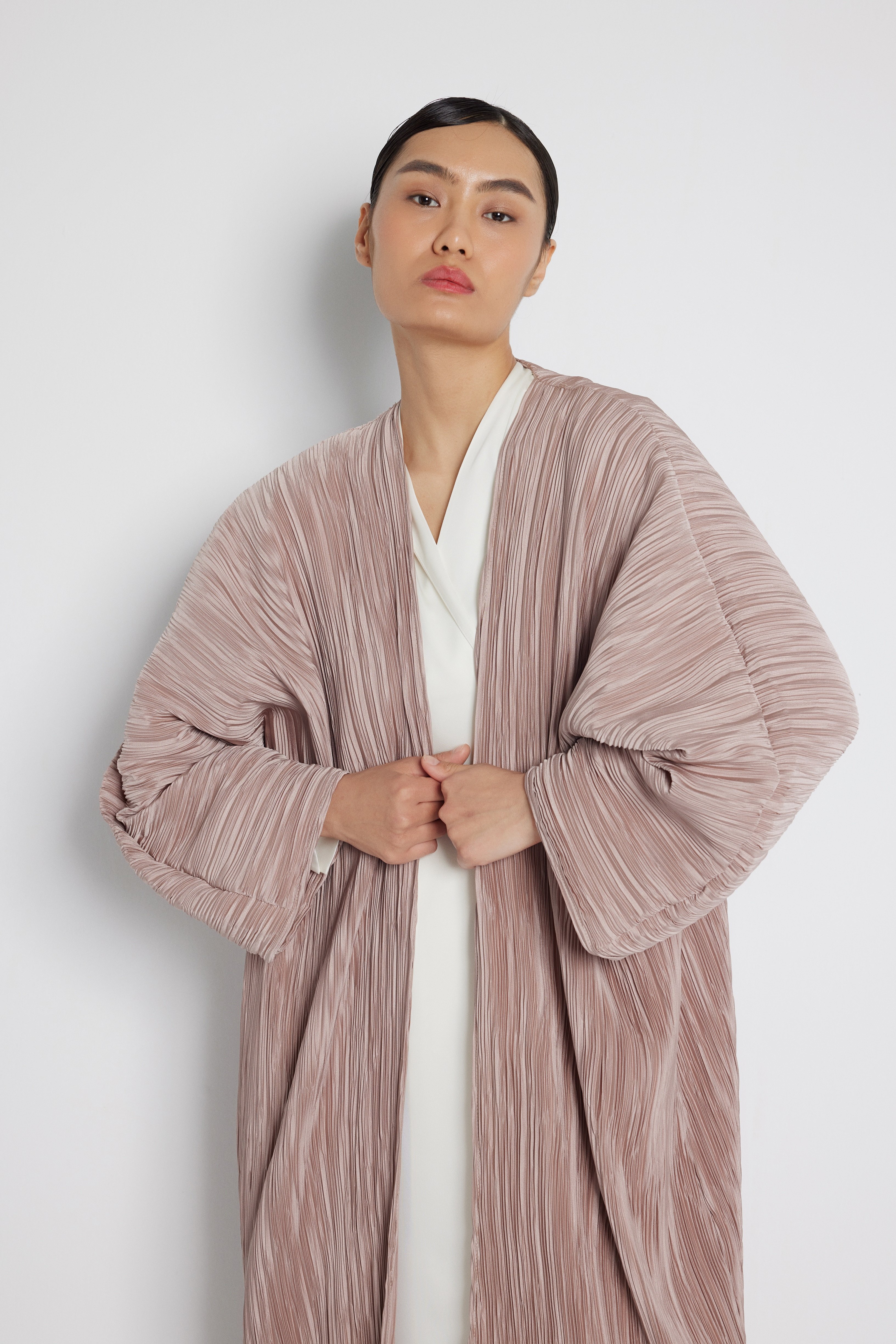 Kraşlı Abaya Açık Vizon