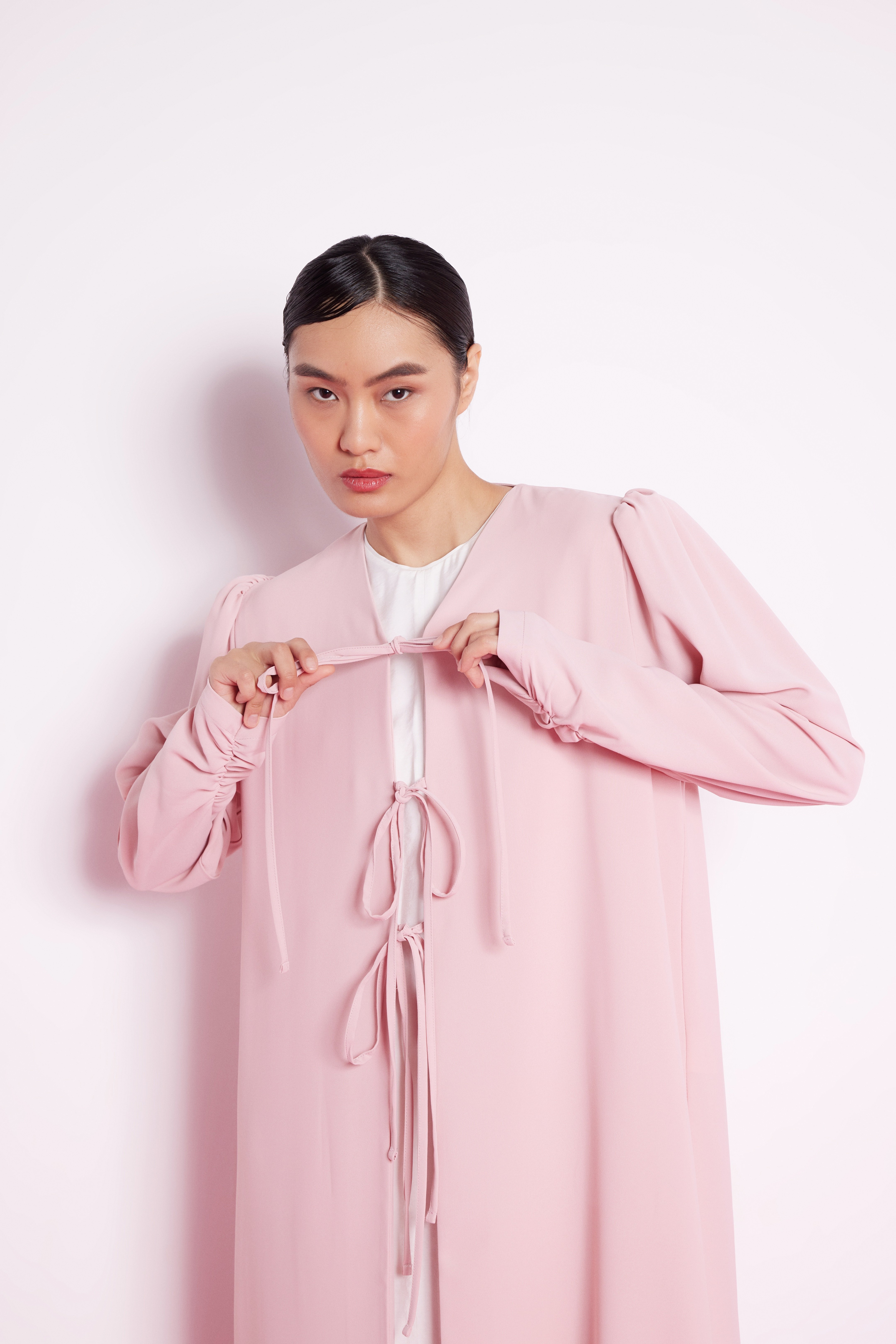 Lace Detailed Abaya Light Pink