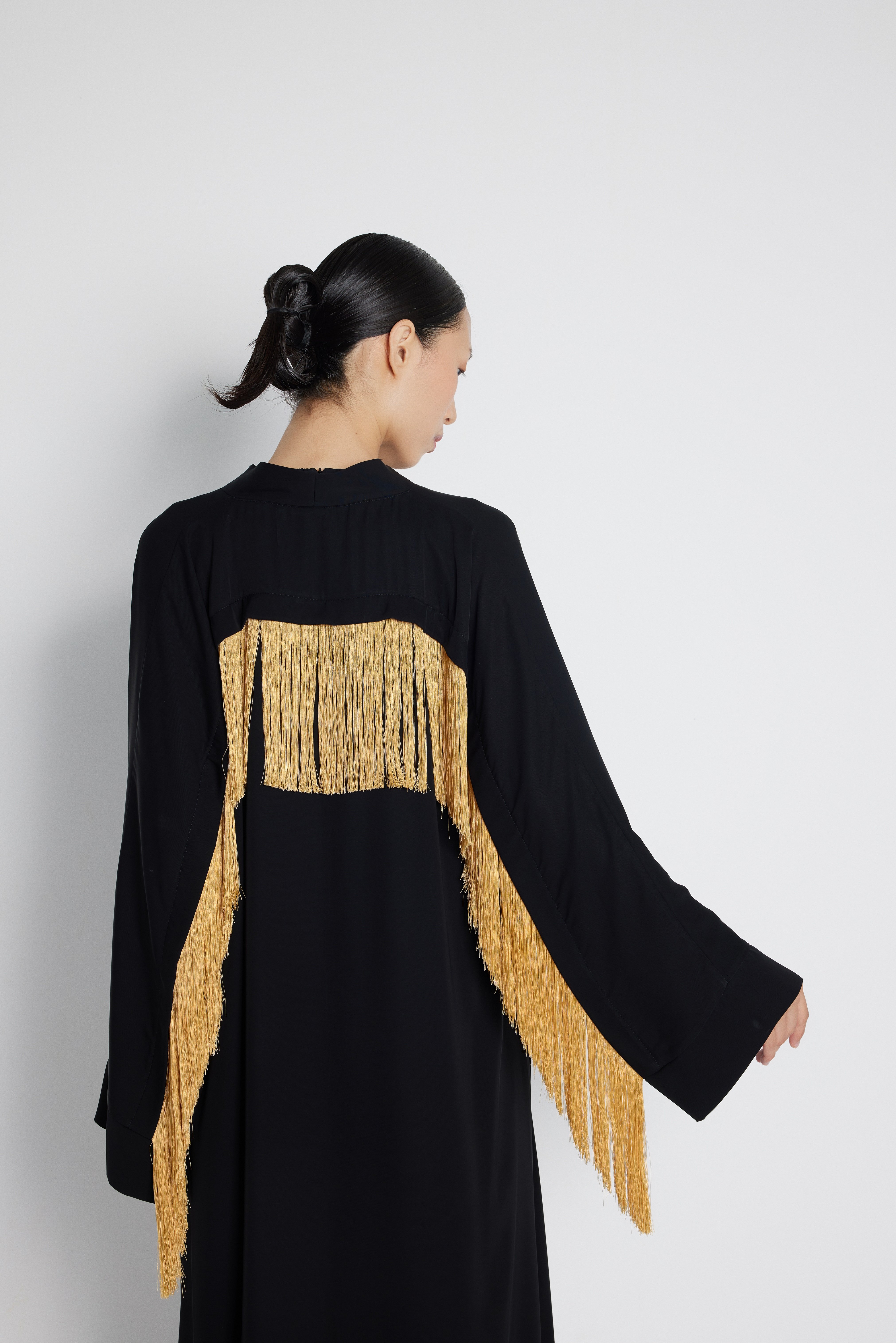 Fringe Detailed Abaya Black